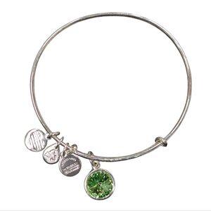 Alex and Ani Green Peridot August Birthstone Charm Silver Bracelet